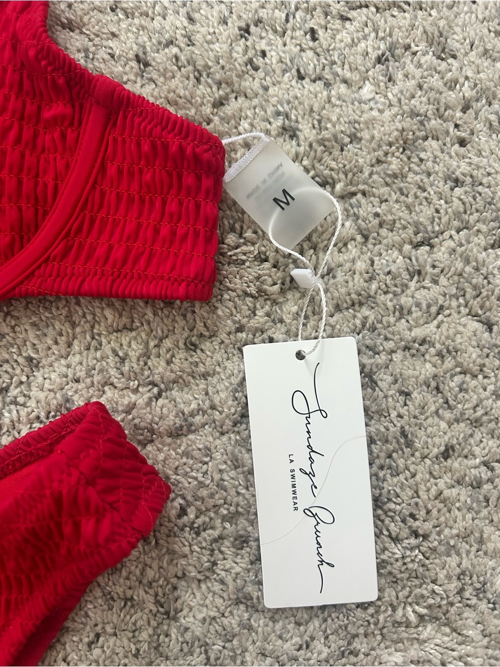 Red Ribbed Underwire Bikini Set - Picture 3 of 4